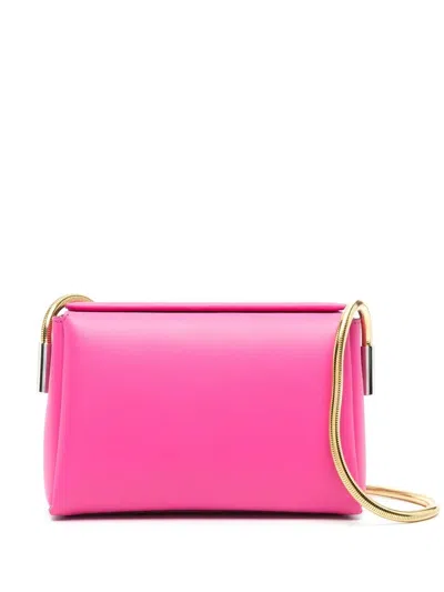 Marni Round Snake Chain Leather Shoulder Bag In Pink