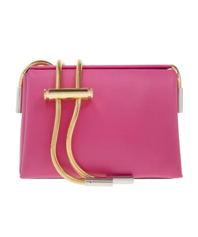 Marni Round Snake Chain Leather Shoulder Bag In Pink