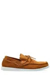 Marni Deconstructed Nubuck Boat Loafers With Leather Laces In Tobacco