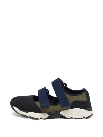 Pre-owned Marni Round-toe Strap Sneakers In Black