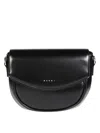 Marni Rounded Black Shoulder Bag With Flap Closure In Black