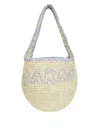 Marni Rounded Woven Shoulder Bag With Contrasting Strap In Multi