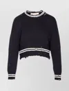 Marni Roundneck Crewneck Crop Distressed Ribbed Contrast In Black