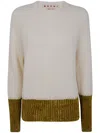 Marni Relaxed Fit Roundneck Knit Sweater With Ribbed Texture In White
