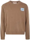 Marni Ribbed Cuff Crew Neck Knit Sweater In Brown