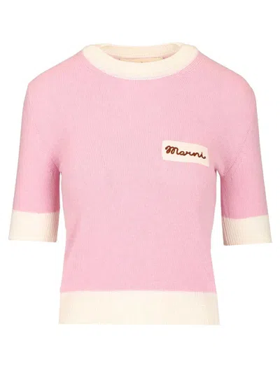 Marni Roundneck Sweater Knitwear Rose In Pink