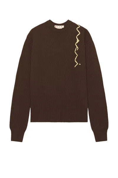 Marni Roundneck Sweater In Brown