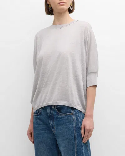 Marni Roundneck Sweater With Seam Details In Offwhite
