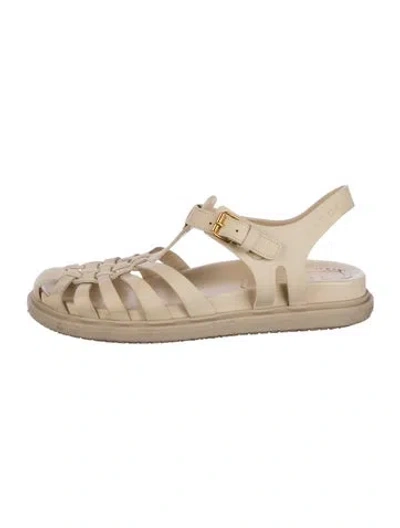 Pre-owned Marni Rubber Slingback Flats In Neutral
