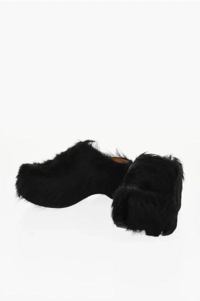 Marni Rubber Sole Fur Mules In Black