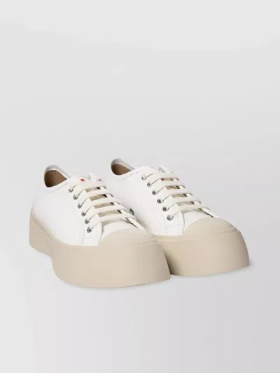 Marni Rubber Sole Sneakers Eyelet Detail In White