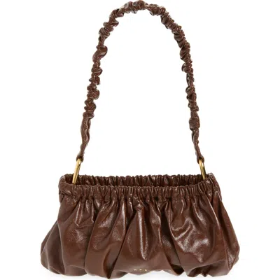 Marni Ruched Leather Shoulder Bag In Brown