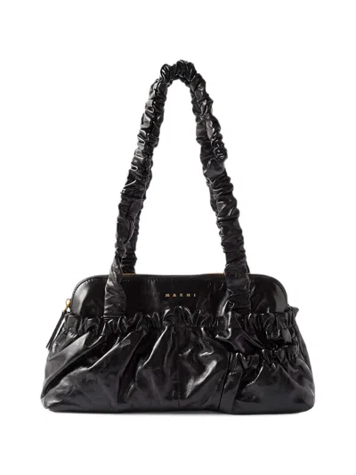 Marni Ruched-detail Tote Bag In Black