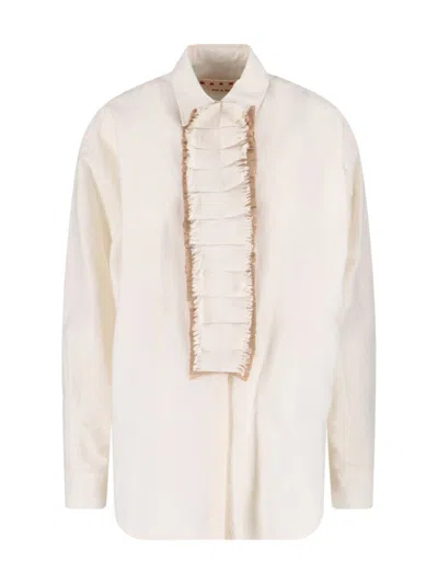 MARNI RUFFLE SHIRT - CREAM