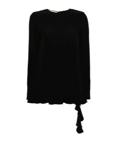 Marni Ruffled Crepe Blouse In Black