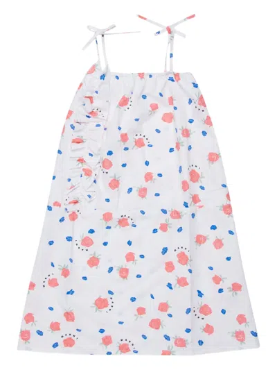 Marni Kids' Ruffled-detail Floral-print Casual Dress In White