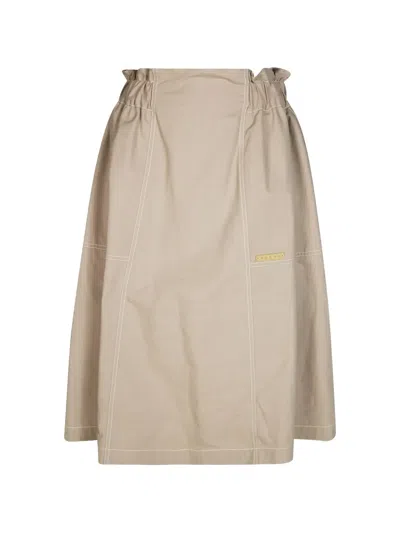 Marni Ruffle-detail Midi Skirt In Neutral