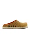 Marni Fussbett Leather-trimmed Logo-embroidered Faux Raffia Mules In Brown