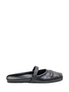 Marni Little Bow Nappa Leather Flat Mules In Black