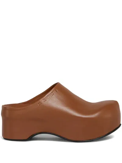 Marni Logo-embossed Slip-on Clogs In Brown