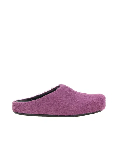 Marni Sabot Fussbett In Vitello A Pelo Lungo Viola In Purple