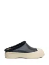 Marni Leather Mules With Rubber Toe And Sole In Black