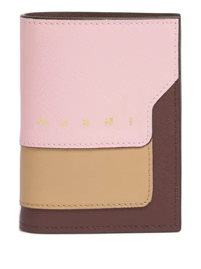 Marni Saffiano Bifold Wallet In Pink