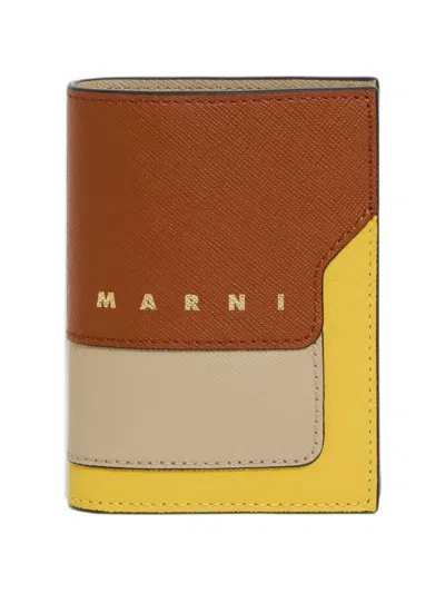 Marni Saffiano Leather Bifold Wallet In Red