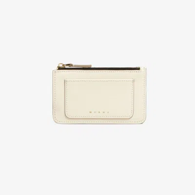 Marni Logo-print Leather Card Case In White