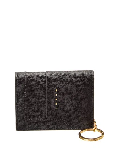 Marni Saffiano Leather Card Holder In Black