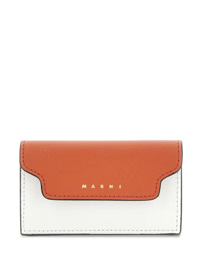 Marni Saffiano-leather Card Holder In White