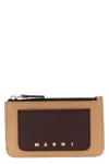 Marni Saffiano Leather Cardholder In Brown