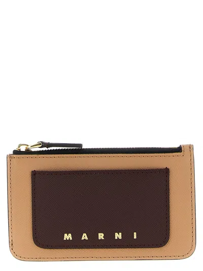 Marni Saffiano Leather Cardholder In Multi