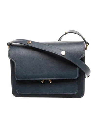 Pre-owned Marni Saffiano Leather Crossbody Bag In Blue