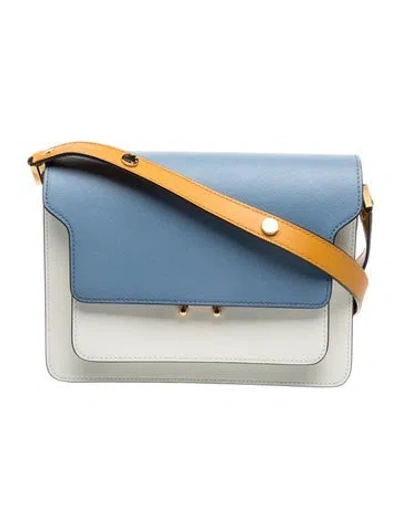 Pre-owned Marni Saffiano Leather Crossbody Bag In Blue