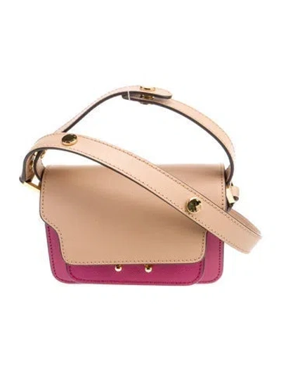 Pre-owned Marni Saffiano Leather Shoulder Bag W/ Tags In Neutrals