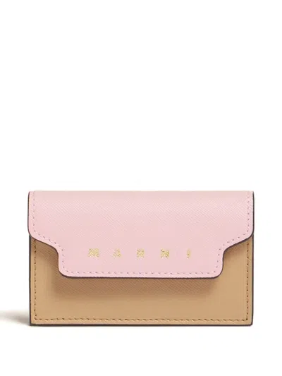 Marni Saffiano Leather Wallet In Pink