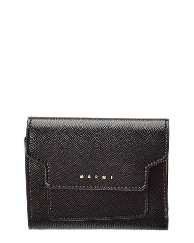 Marni Saffiano Leather Wallet In Black