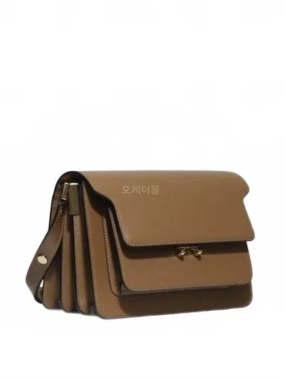 Marni Saffiano Trunk Bag Medium In Brown