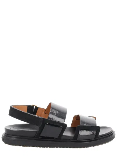 Marni Minimalist Black Fussbett Sandal With Adjustable Closure