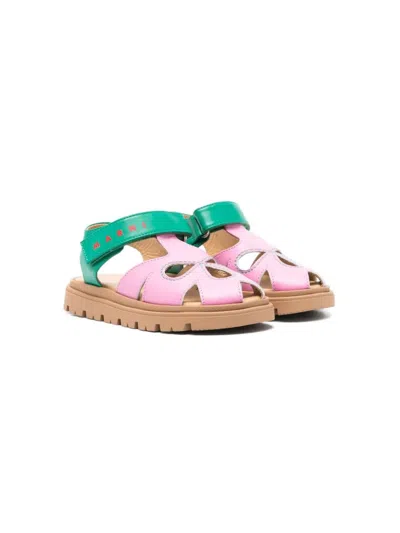 Marni Kids' Floral Cut-out Sandals In Pink