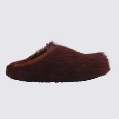 MARNI MARNI DARK RED LEATHER SANDALS