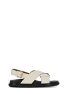 Marni Fussbett Sandals In Silk White Leather With Low Heel Women