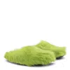 Marni Faux Fur Round Toe Slippers With Heel In Green