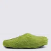 Marni Faux Fur Round Toe Slippers With Heel