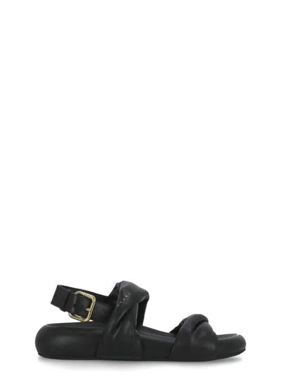 Marni Leather Sandals In Black
