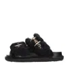 Marni Fussbett Leather And Shearling Sandals In Nero Neri E Grigi