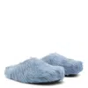 Marni Faux Fur Round Toe Slippers With Heel