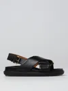 Marni Black Criss-cross Sandals In Smooth Leather In Black