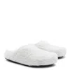 Marni Faux Fur Round Toe Slippers With Heel In White
